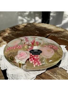 Gilde TraumLicht Dreamlight Pink & Gold Floral Tealight Candle Holder Germany